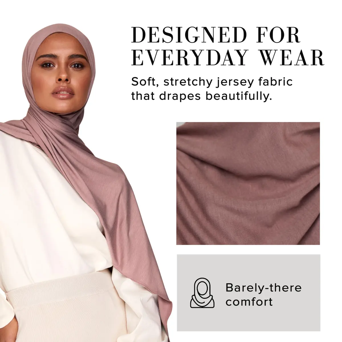 VOILE CHIC Premium Jersey Hijab Scarf for Women - Islamic Head Wrap Sphinx | 95% Viscose, 5% Lycra, 27in x 67in - view 3