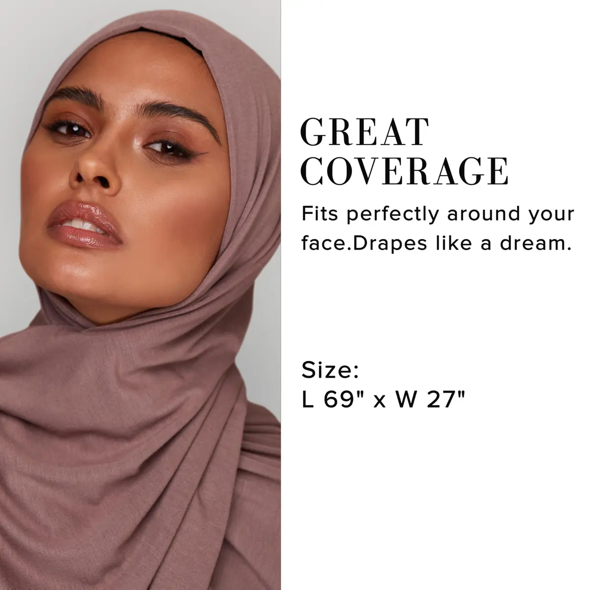 VOILE CHIC Premium Jersey Hijab Scarf for Women - Islamic Head Wrap Sphinx | 95% Viscose, 5% Lycra, 27in x 67in - view 4
