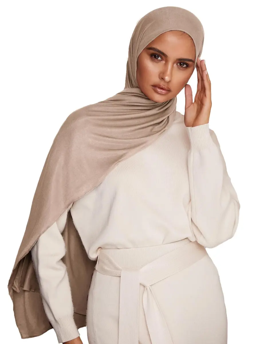 VOILE CHIC Vanilla Jersey Hijab Scarf for Women | 4-Way Stretch, Soft & Non-Slip (70-120 chars) - main product image