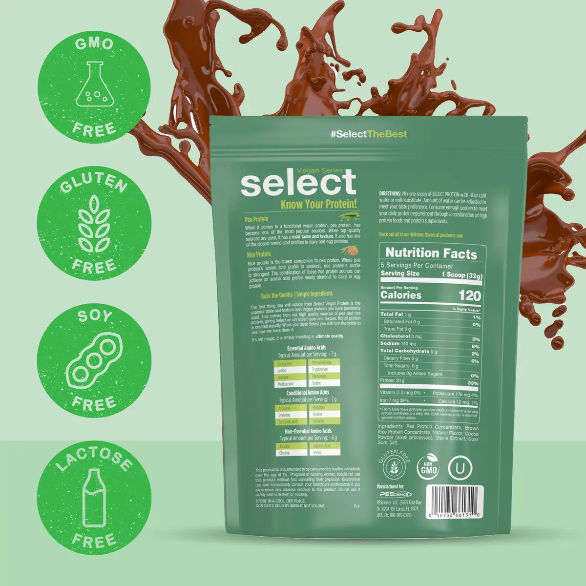 PEScience Select Vegan Protein Powder, Chocolate Bliss, 5 Servings | Plant-Based, Dairy-Free, Gluten-Free - view 6
