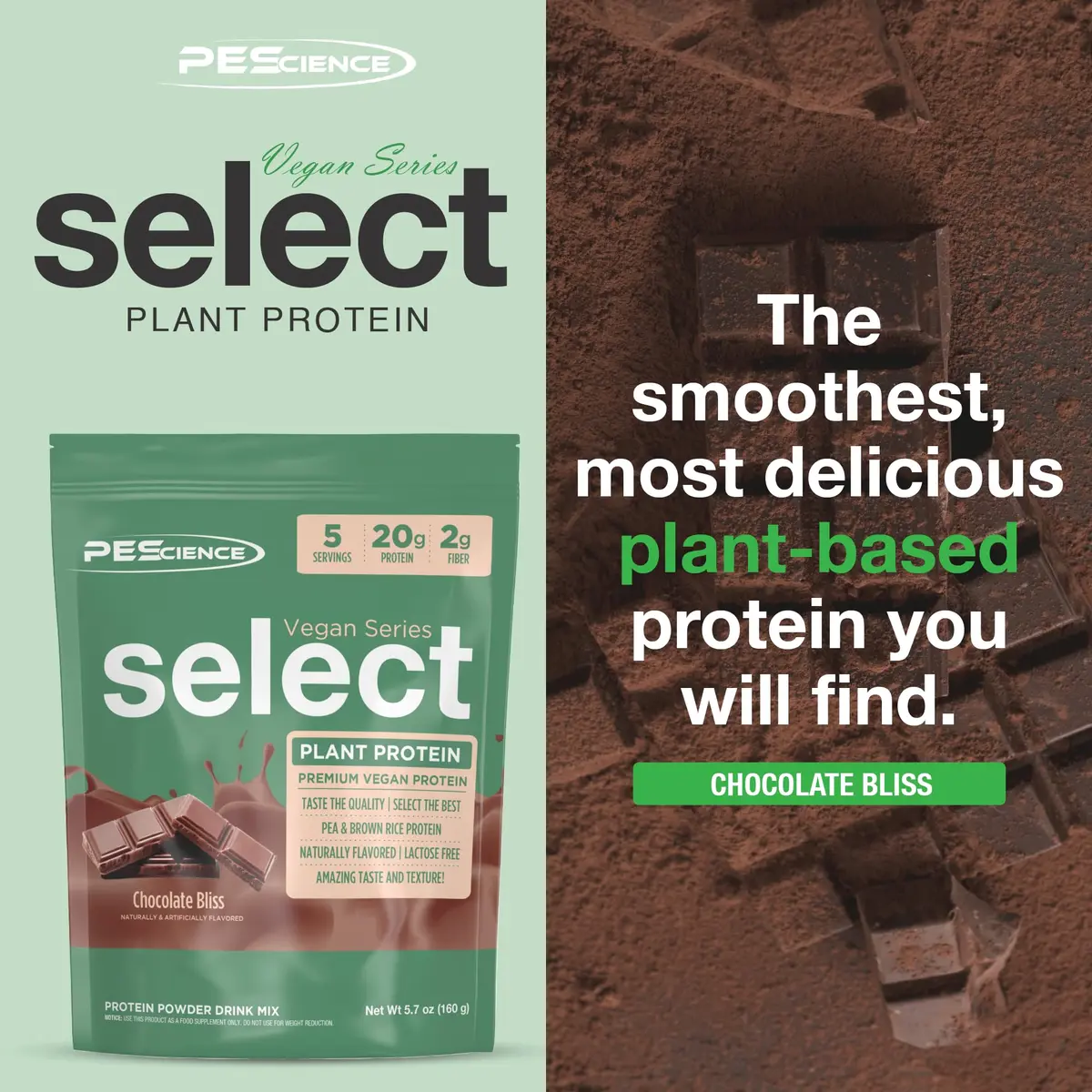 PEScience Select Vegan Protein Powder, Chocolate Bliss, 5 Servings | Plant-Based, Dairy-Free, Gluten-Free - view 3