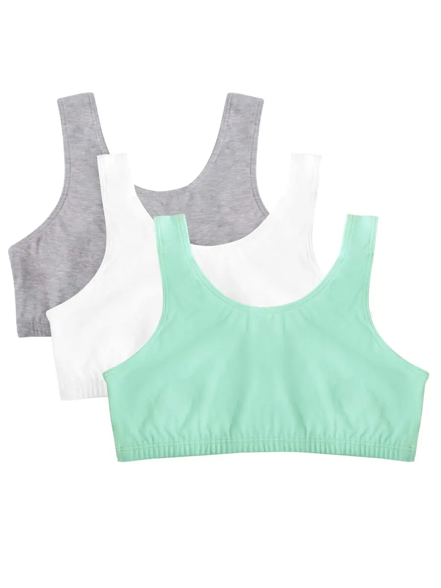 Fruit of the Loom Womens Built Up Tank Style Sports Bra, Mint Chip/White/Grey Heather, 44 US | Cotton Comfort for Low-Impact Activities - main product image