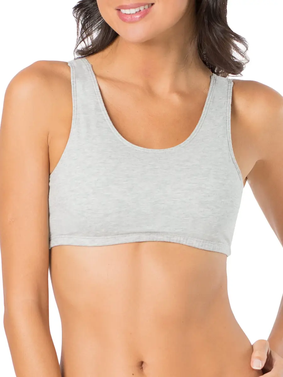 Fruit of the Loom Womens Built Up Tank Style Sports Bra, Mint Chip/White/Grey Heather, 44 US | Cotton Comfort for Low-Impact Activities - view 4