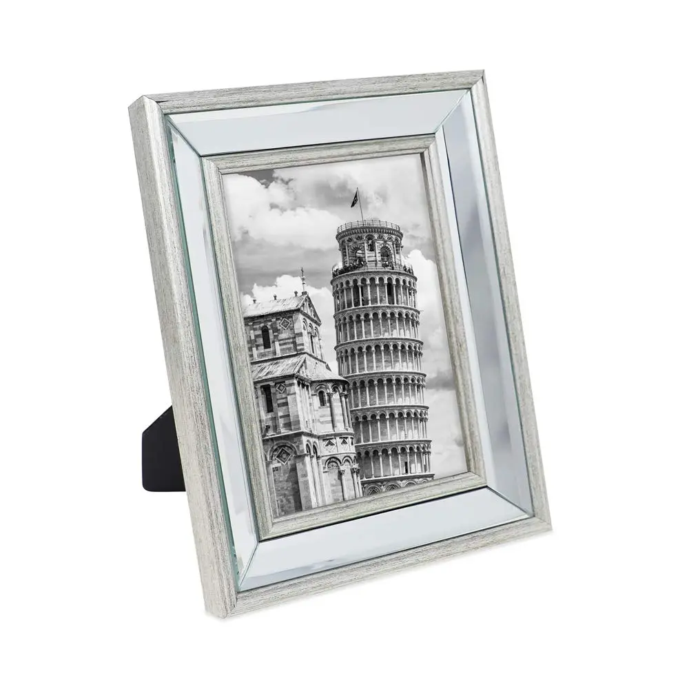 Isaac Jacobs 5x7 Silver Beveled Mirror Picture Frame with Easel | Classic Wall & Tabletop Decor - main product image