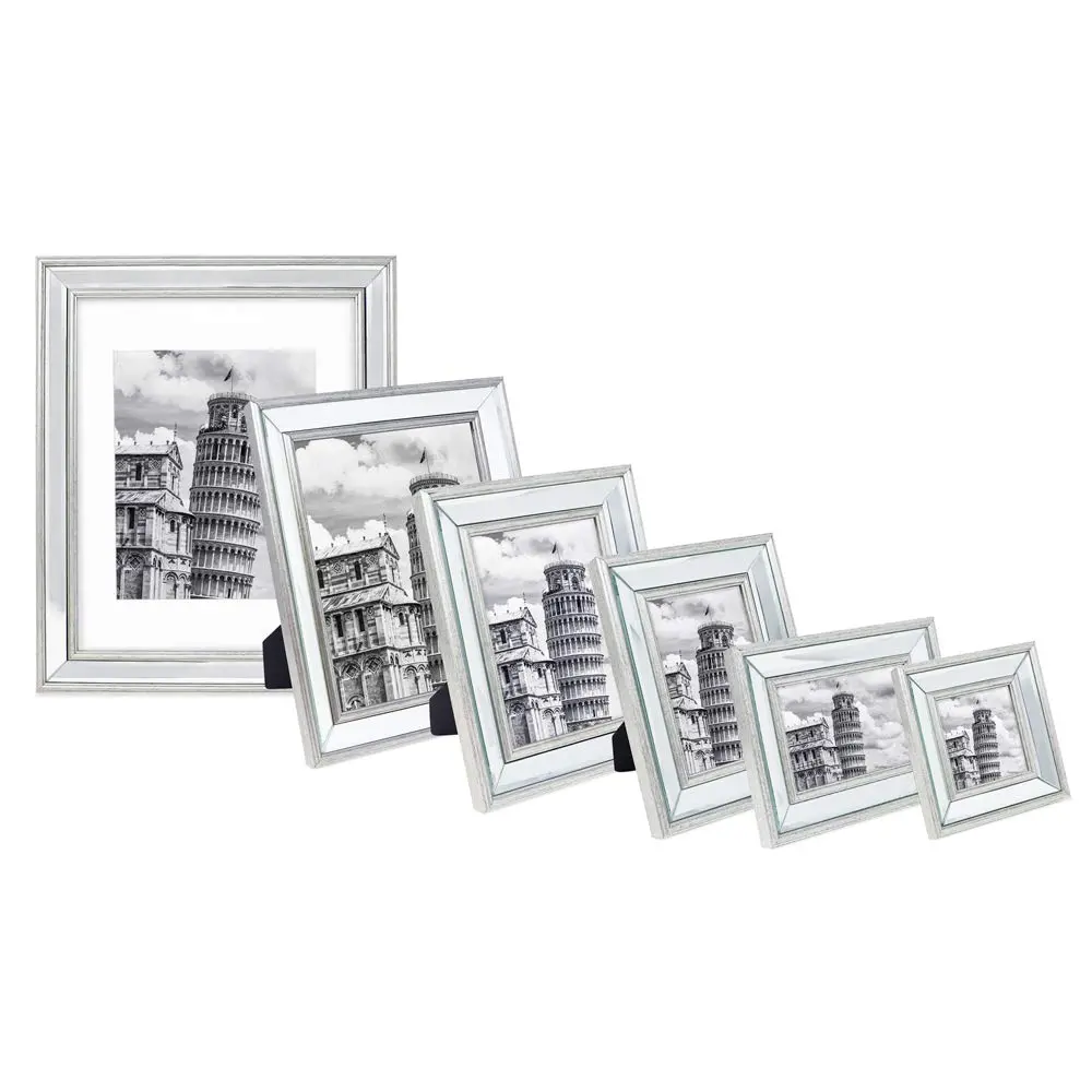 Isaac Jacobs 5x7 Silver Beveled Mirror Picture Frame with Easel | Classic Wall & Tabletop Decor - view 6