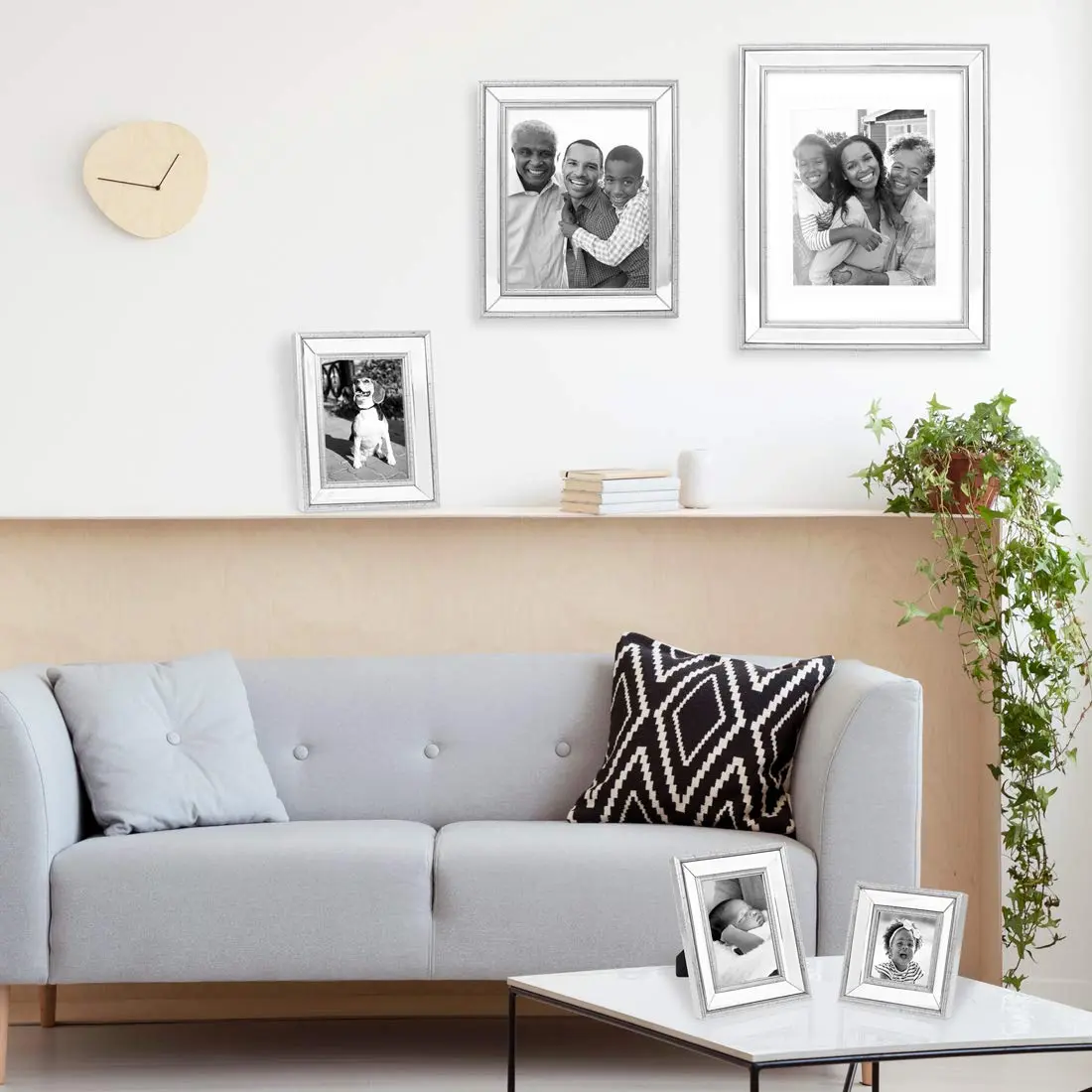 Isaac Jacobs 5x7 Silver Beveled Mirror Picture Frame with Easel | Classic Wall & Tabletop Decor - view 7