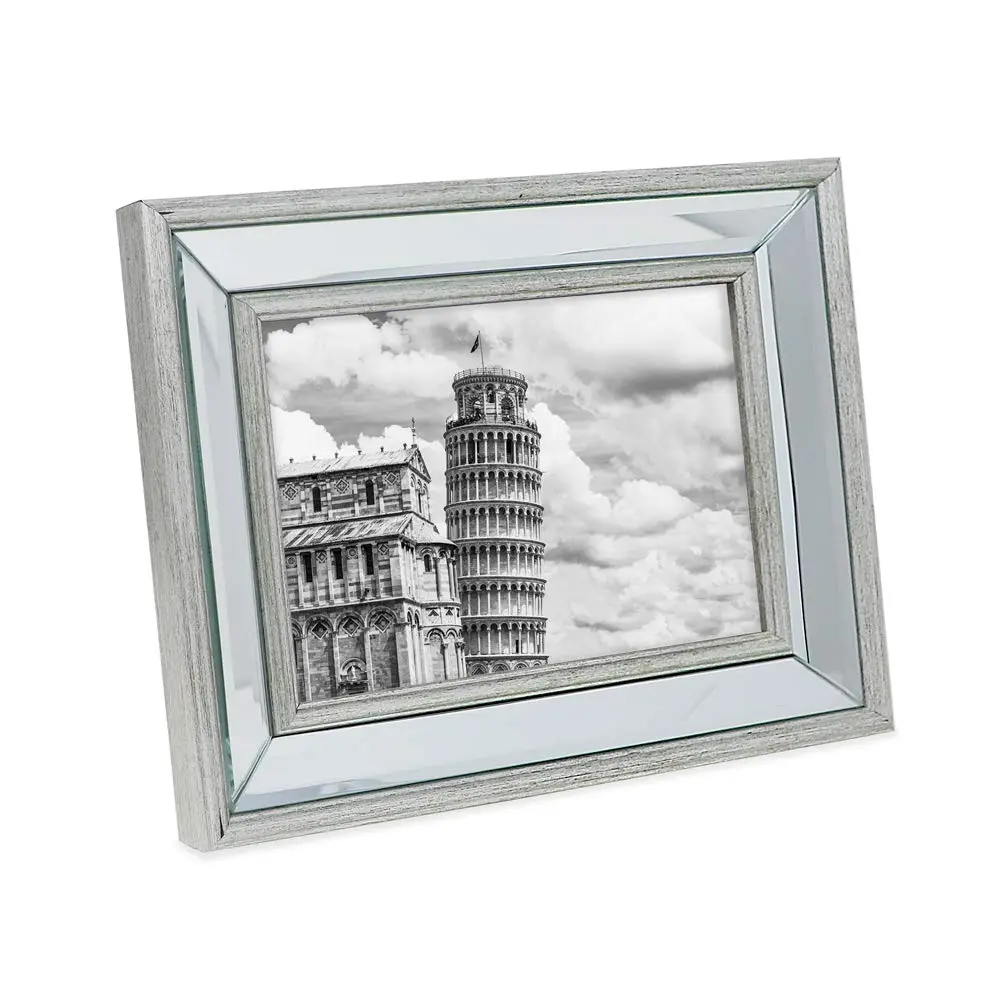 Isaac Jacobs 5x7 Silver Beveled Mirror Picture Frame with Easel | Classic Wall & Tabletop Decor - view 3