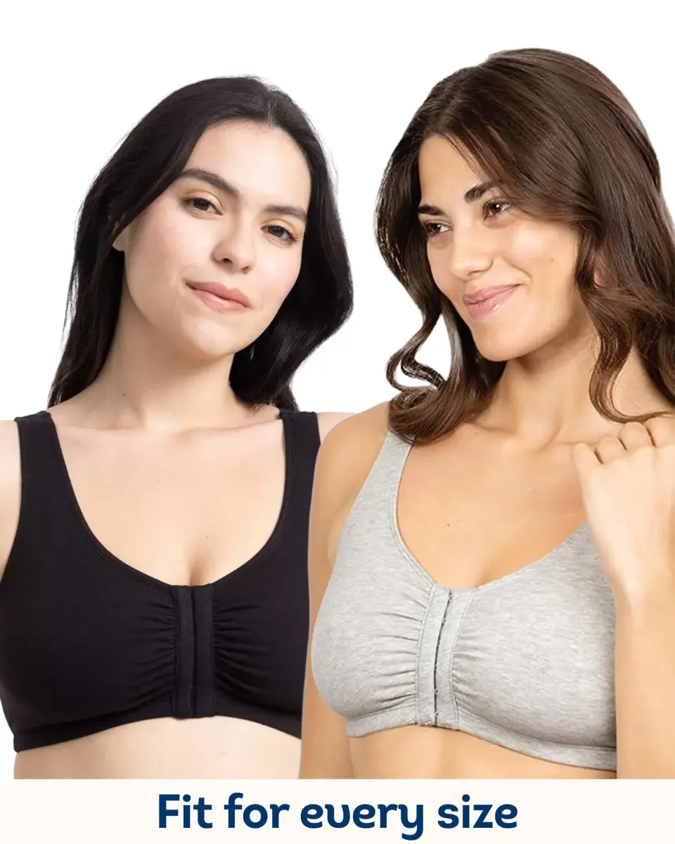 Fruit of the Loom Women's Front Closure Cotton Sports Bra 2-Pack | Medium Impact, Wire-Free, U-Back - view 6