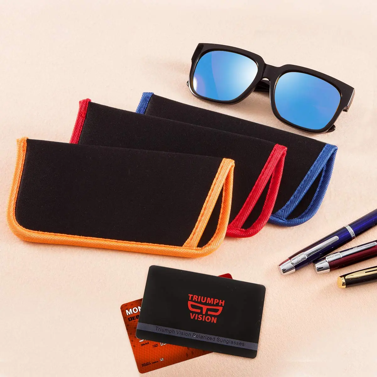 TRIUMPH VISION 3 Pack Reading Glasses Pouch Soft Case Eyeglass Sleeve Slim | Lightweight Neoprene for Small Sunglasses & Reading Glasses - view 5