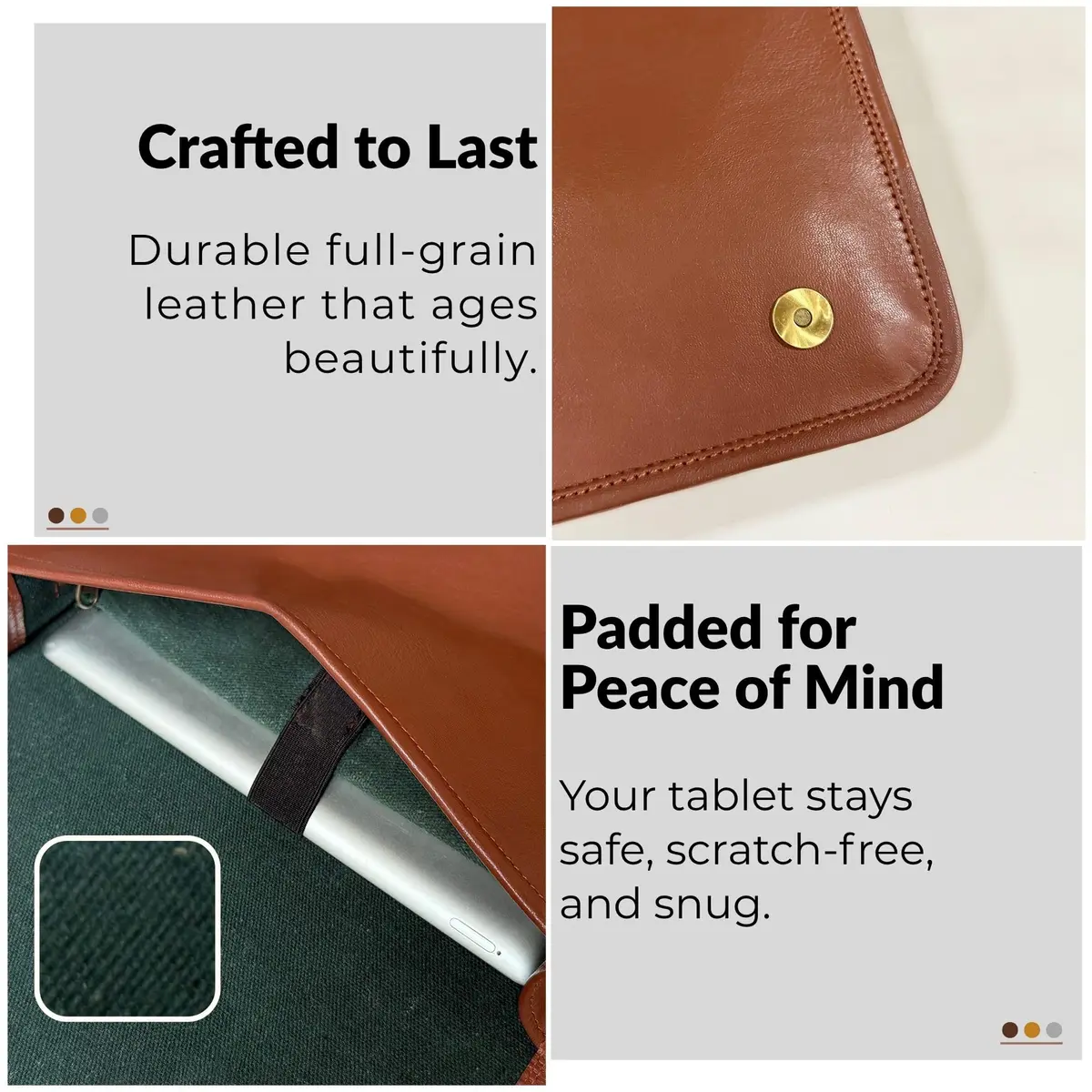 RUSTIC TOWN Leather Messenger Bag for 10.5-Inch iPad/Tablet - Small Shoulder Saddle Bag | Retro Brown Full Grain Goat Leather - view 6