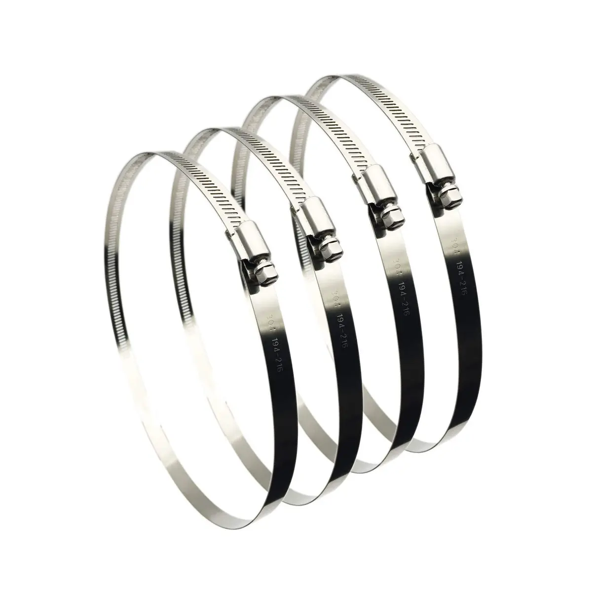EesTeck 8 Inch 304 Stainless Steel Hose Clamp 4-Pack | 203.2mm (8") Diameter - main product image
