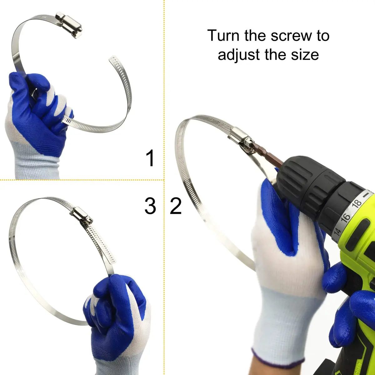 EesTeck 8 Inch 304 Stainless Steel Hose Clamp 4-Pack | 203.2mm (8") Diameter - view 5