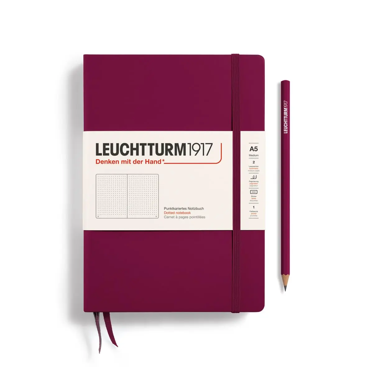 LEUCHTTURM1917 Notebook Hardcover Medium A5 251 Pages | Squared, Port Red - main product image