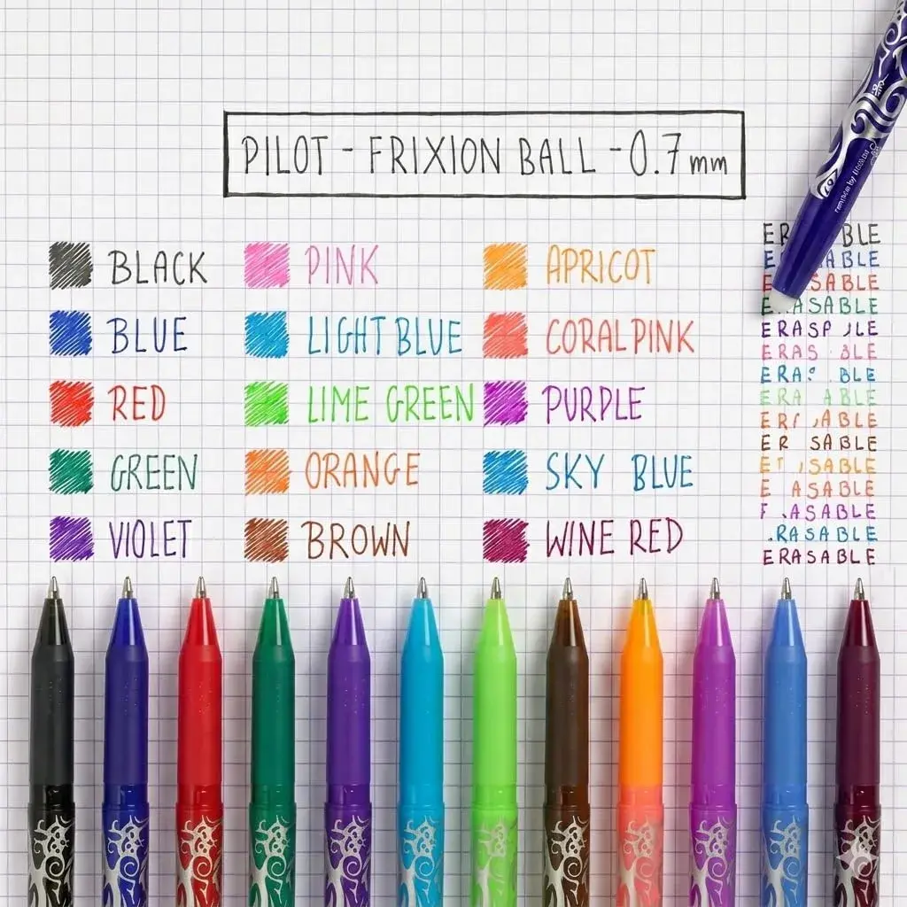 Pilot FriXion Erasable Rollerball Pen 0.7mm Tip - 5 Pens (2 Black, 1 Blue, 1 Red, 1 Green) | Smooth Ink Flow - view 4