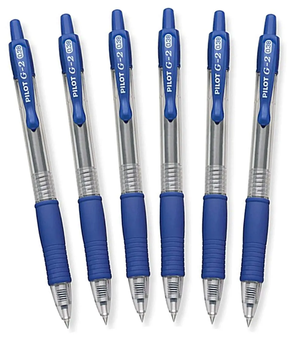 Pilot G2 Retractable Gel Ink Roller Ball Pens Ultra Fine | Blue, Pack of 6, Refillable - main product image