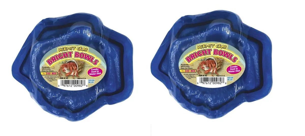 Zoo Med Hermit Crab Bright Bowls Neon Blue | Rust Resistant, 2 Pack, 50 oz | Hand Wash Only - main product image