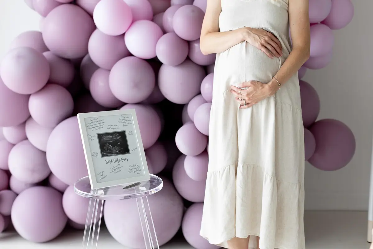 tiny ideas Guest Signature Sonogram Keepsake Frame with Silver Marker & Easel | Holds 4" x 5" Ultrasound Photo - view 9