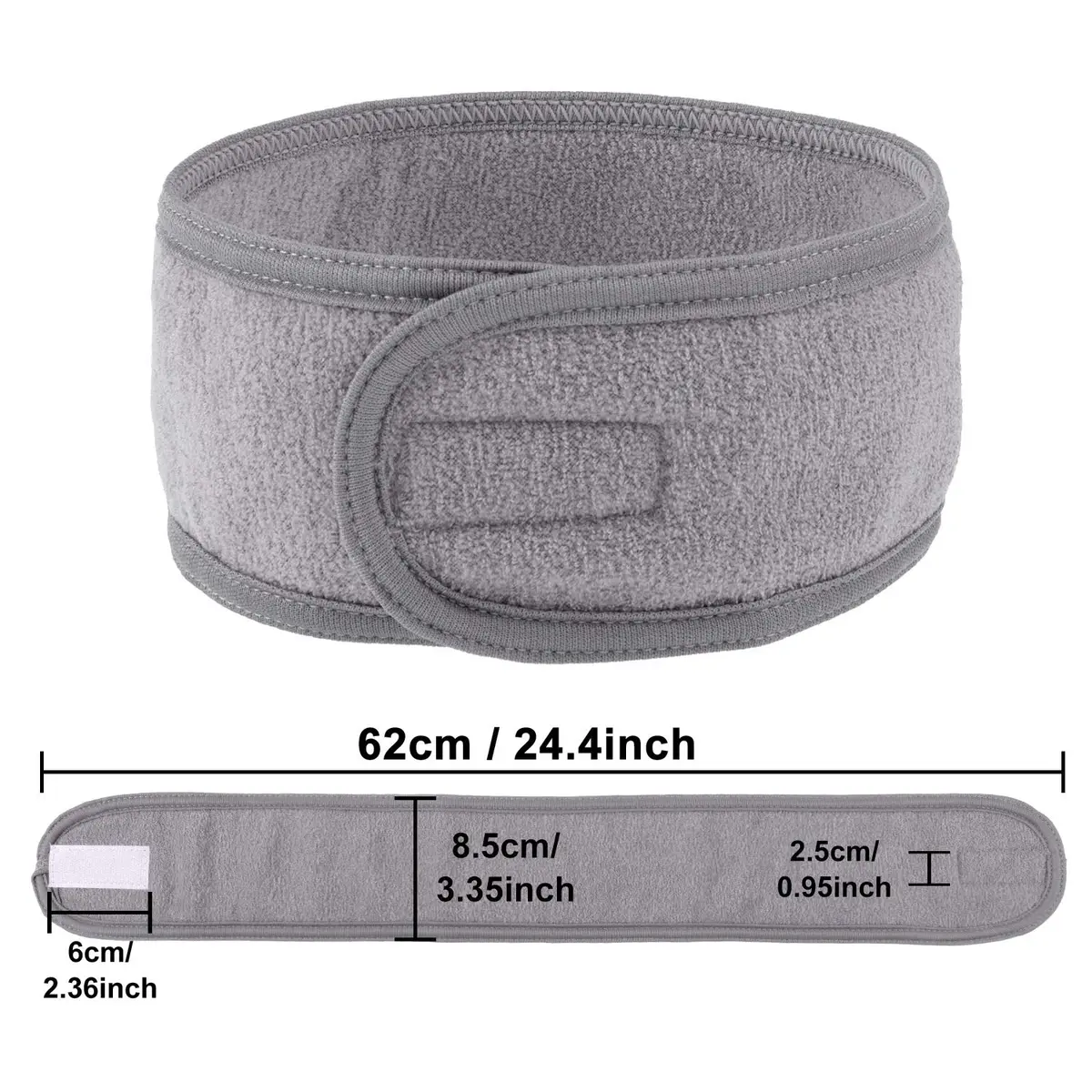 Whaline Gray Spa Headband for Women | Adjustable Terry Cloth Hair Wrap for Facial & Bath - view 2