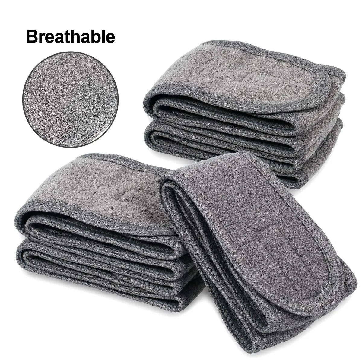Whaline Gray Spa Headband for Women | Adjustable Terry Cloth Hair Wrap for Facial & Bath - view 4