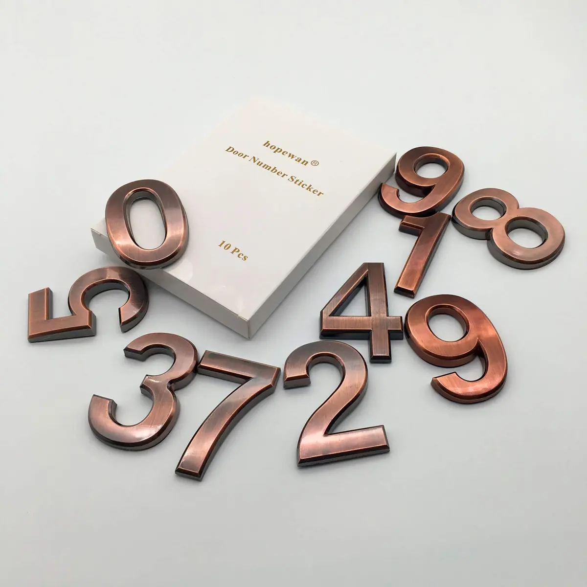 HopeWan Mailbox Numbers for Outside, Door Number Stickers, Bronze, 2.75" High | 3D Raised Style, Pack of 10 - view 2