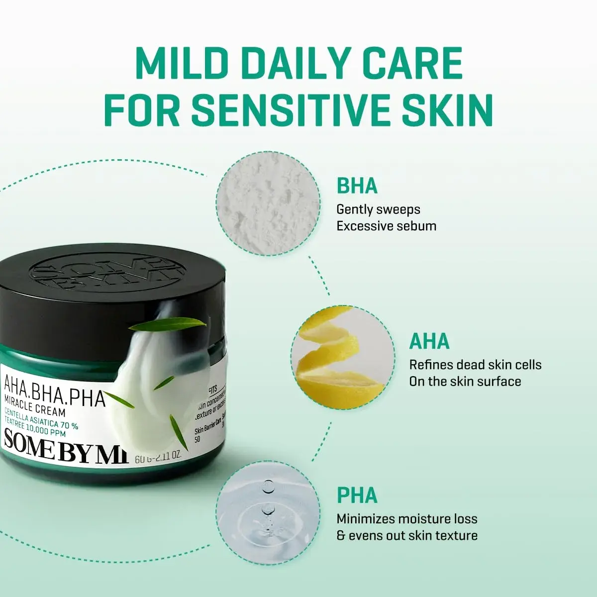 SOME BY MI AHA BHA PHA Miracle Cream 60ml (2.02 Fl Oz) | Mild Refining & Centella Face Moisturizer - view 2