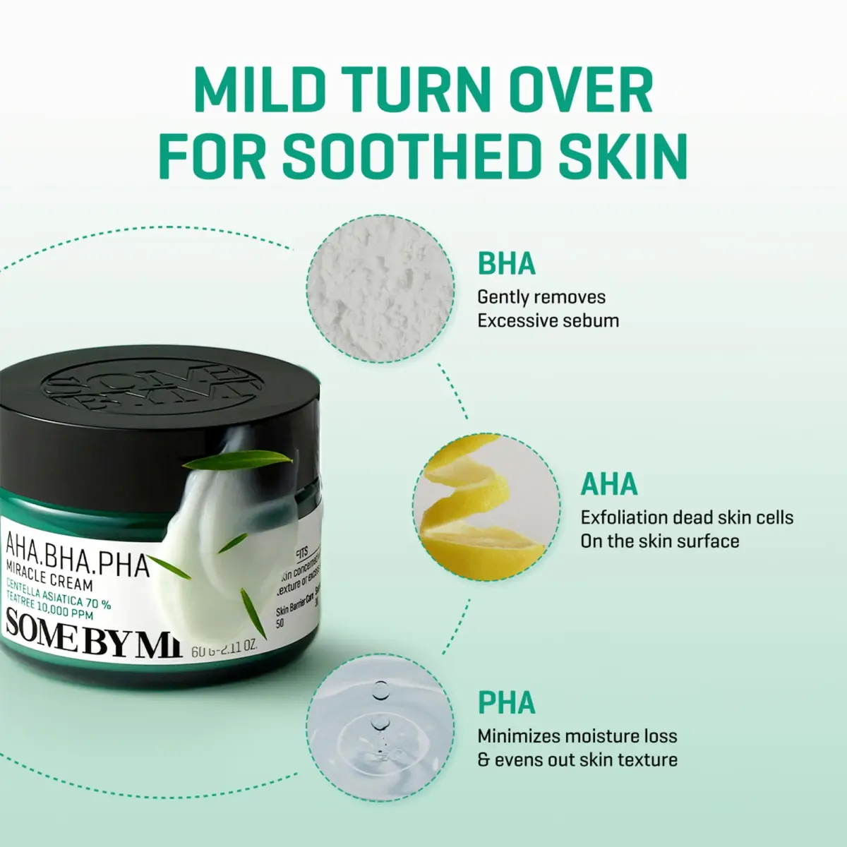 SOME BY MI AHA BHA PHA Miracle Cream 60ml (2.02 Fl Oz) | Mild Refining & Centella Face Moisturizer - view 4