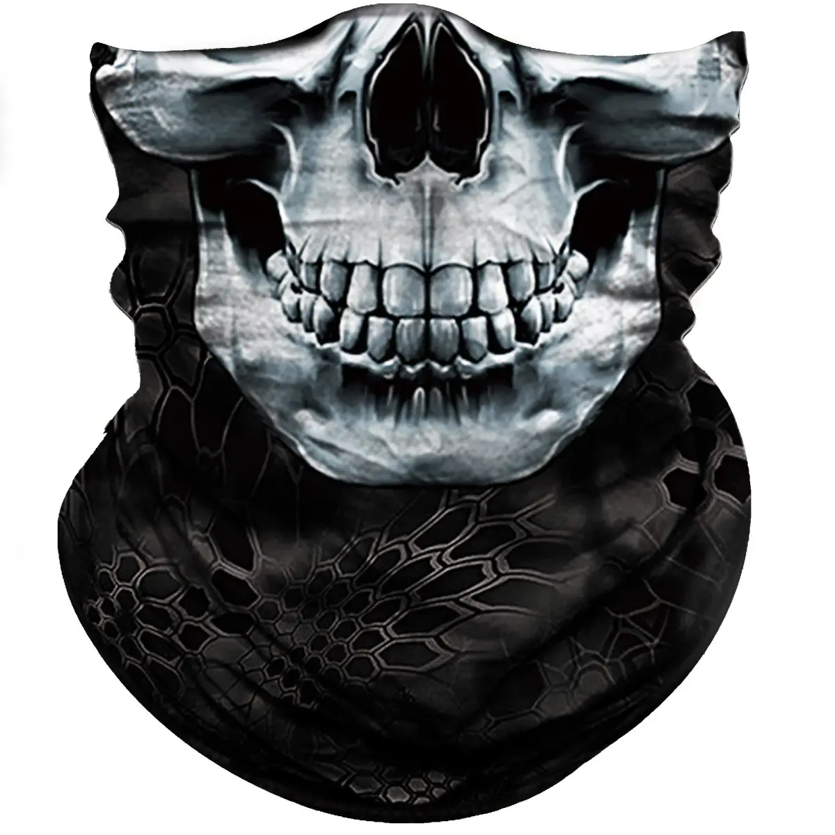 Obacle Skull Face Mask Half - Black Nose White Pattern for Dust, Wind, and UV Protection - main product image