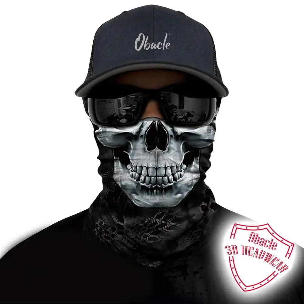 Obacle Skull Face Mask Half - Black Nose White Pattern for Dust, Wind, and UV Protection - view 2