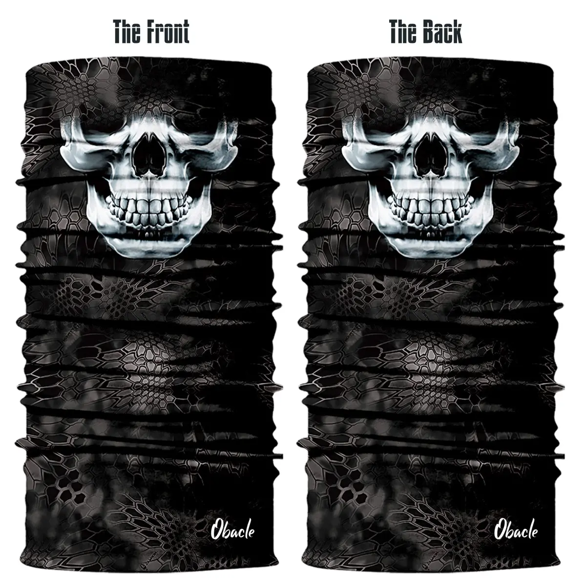 Obacle Skull Face Mask Half - Black Nose White Pattern for Dust, Wind, and UV Protection - view 3