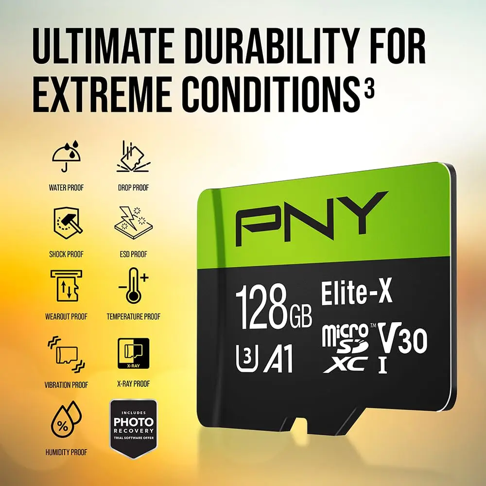 PNY 128GB Elite-X microSDXC Flash Memory Card | U3 V30 A1 Class 10 for 4K HD & App Performance - view 9
