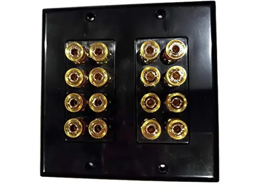 HdtvHookup Black Speaker Wall Plate 16 Post for 8 Speakers | Color Coded for Home Theater Dolby Audio - view 3