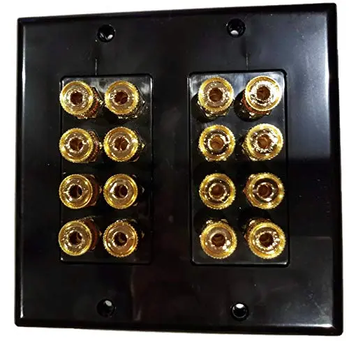 HdtvHookup Black Speaker Wall Plate 16 Post for 8 Speakers | Color Coded for Home Theater Dolby Audio - view 6