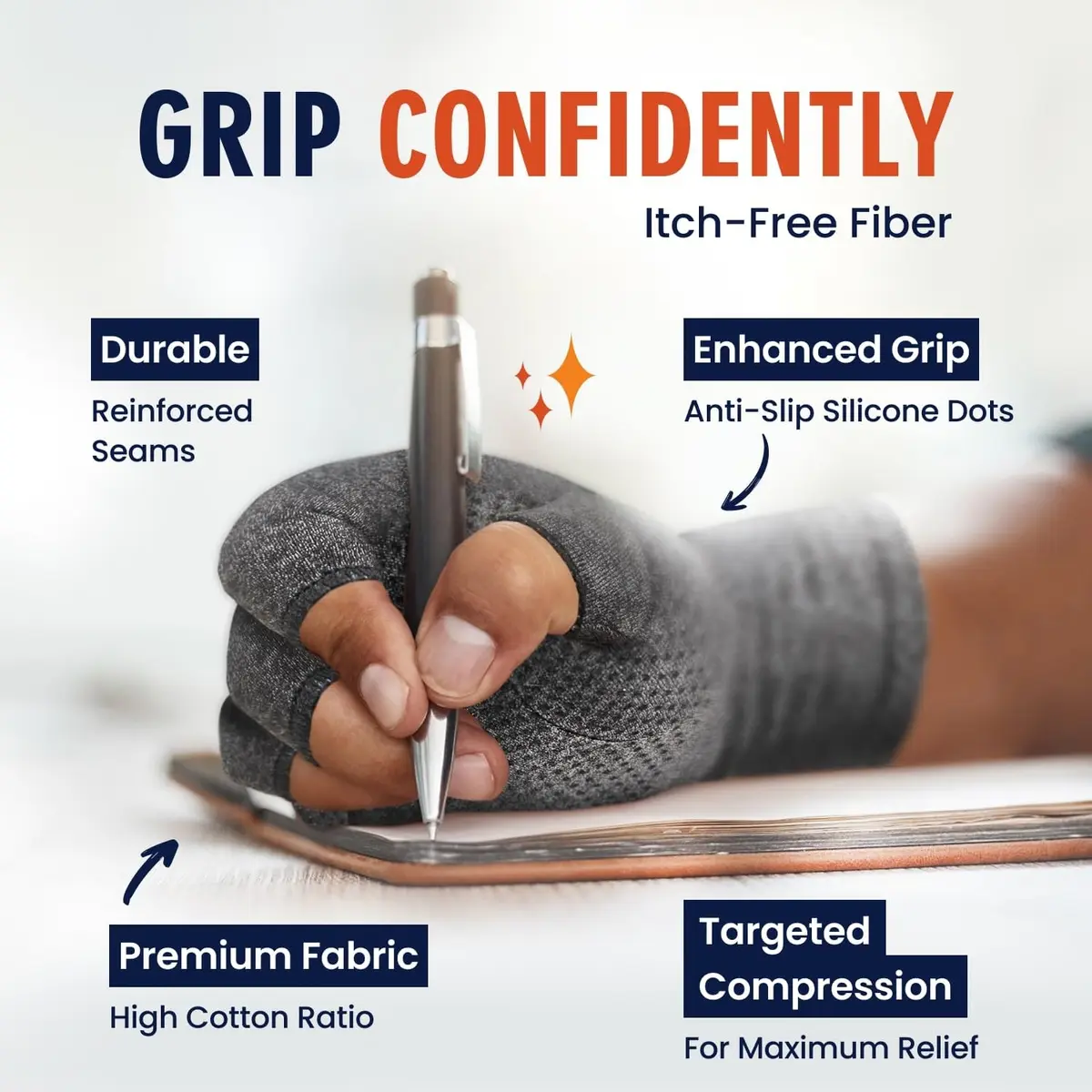 Dr. Frederick's Original Grippy Compression Gloves, Fingerless, L | Targeted Arthritis & Support - view 2