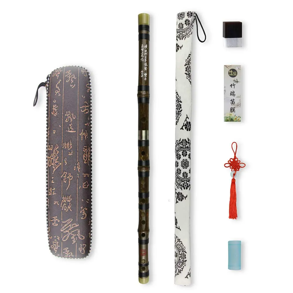 PHYSKOW F Key Dizi Black Bamboo Flute 20in | Traditional Chinese Instrument - main product image