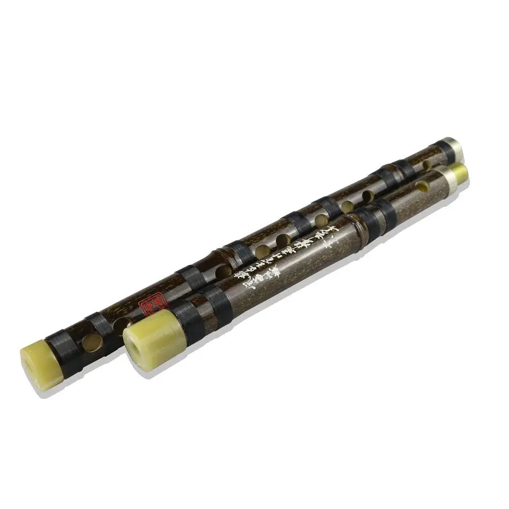 PHYSKOW Black Bamboo Dizi Flute in F Key | Traditional Chinese Instrument with Accessories - view 4
