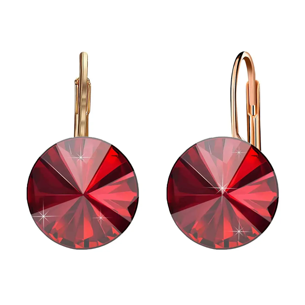 EVEVIC Austrian Crystal Round Drop Leverback Earrings for Women | 14mm Diameter, 25mm Length - main product image