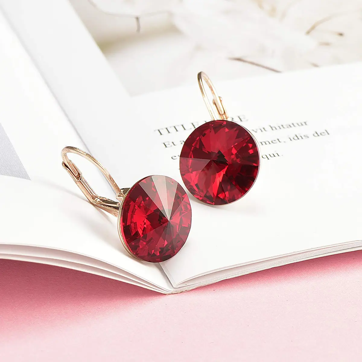 EVEVIC Austrian Crystal Round Drop Leverback Earrings for Women | 14mm Diameter, 25mm Length - view 3