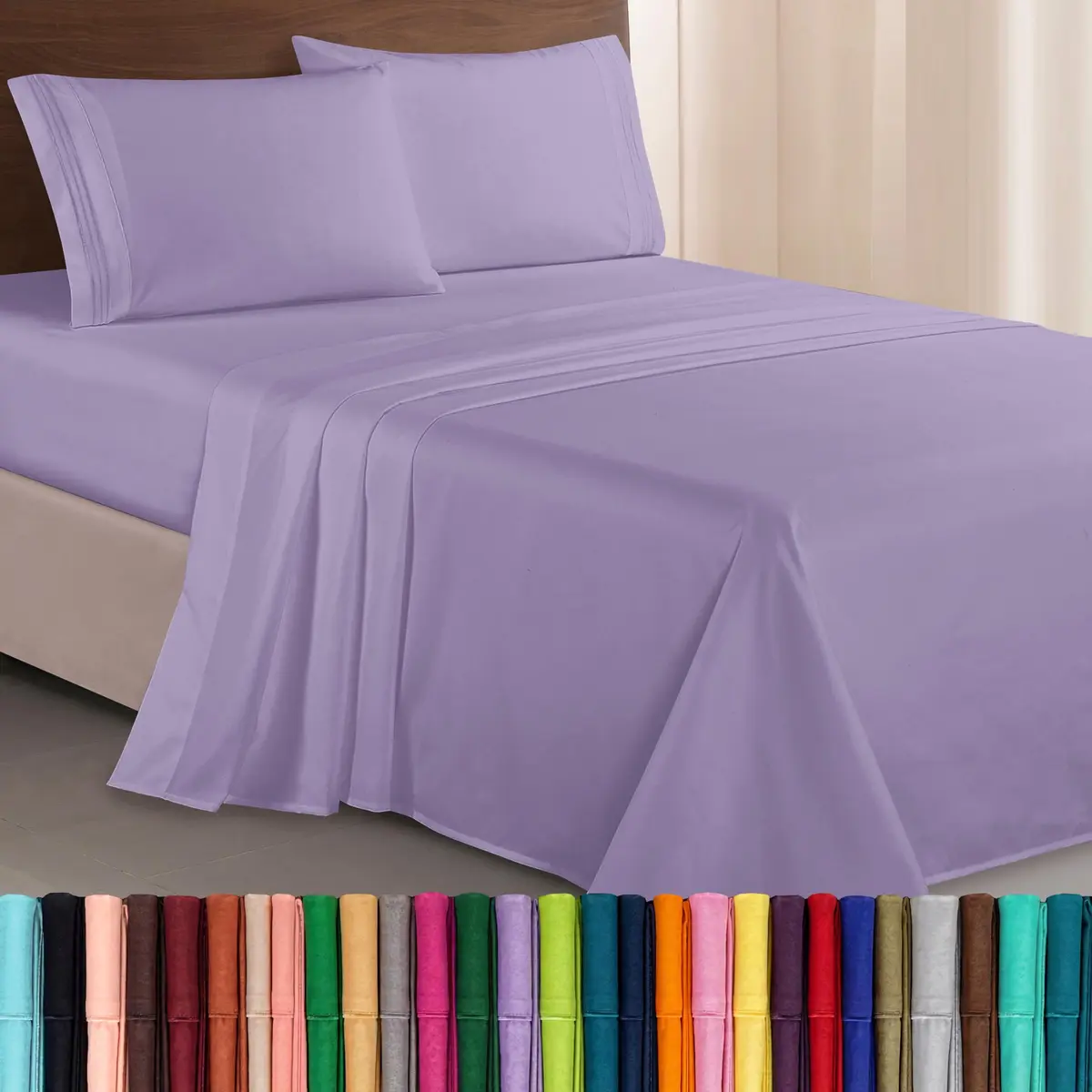 Elegant Comfort Microfiber Bed Sheet Set Twin/Twin XL | Wrinkle & Fade Resistant, 1500 Thread Count, Lavender - main product image