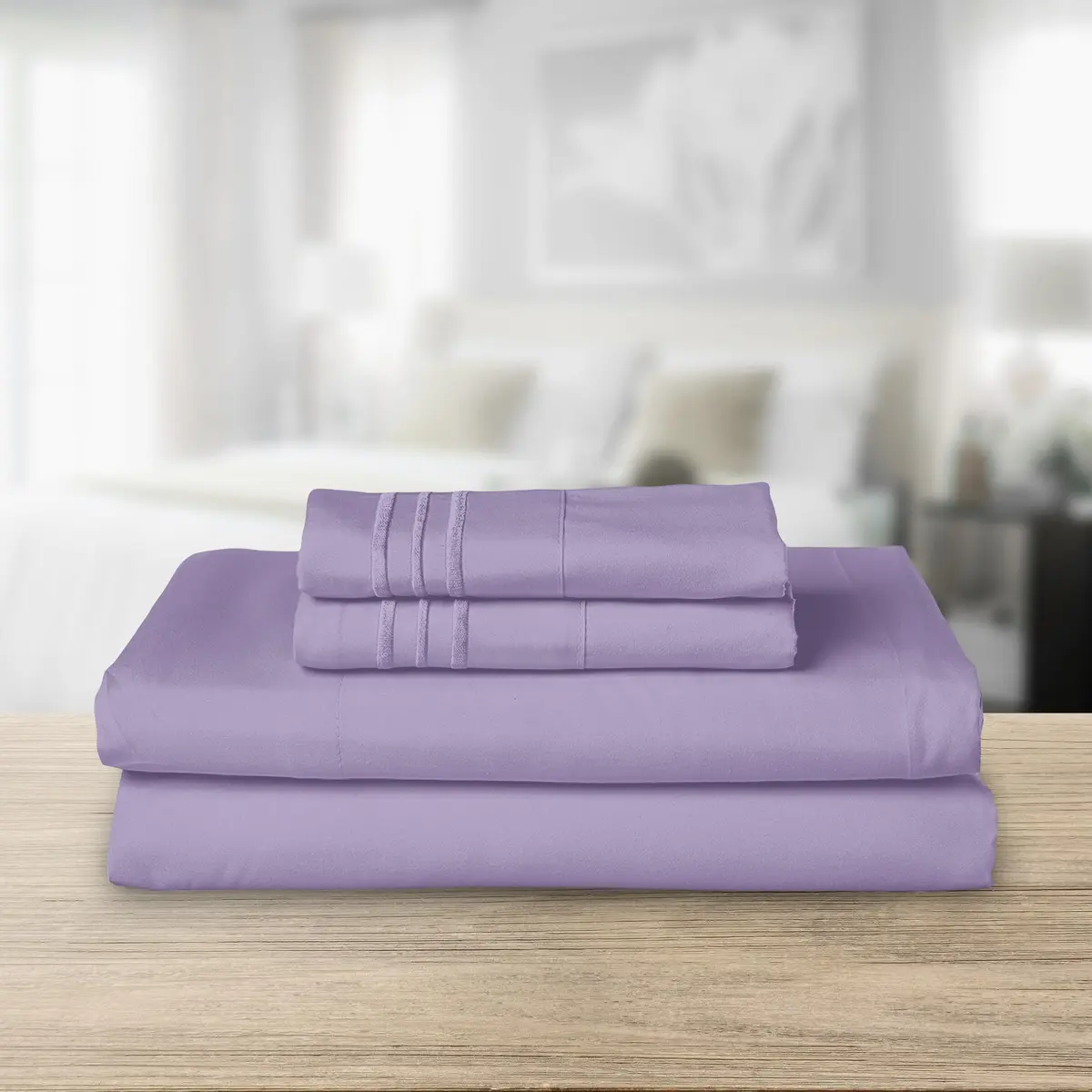 Elegant Comfort Microfiber Bed Sheet Set Twin/Twin XL | Wrinkle & Fade Resistant, 1500 Thread Count, Lavender - view 2