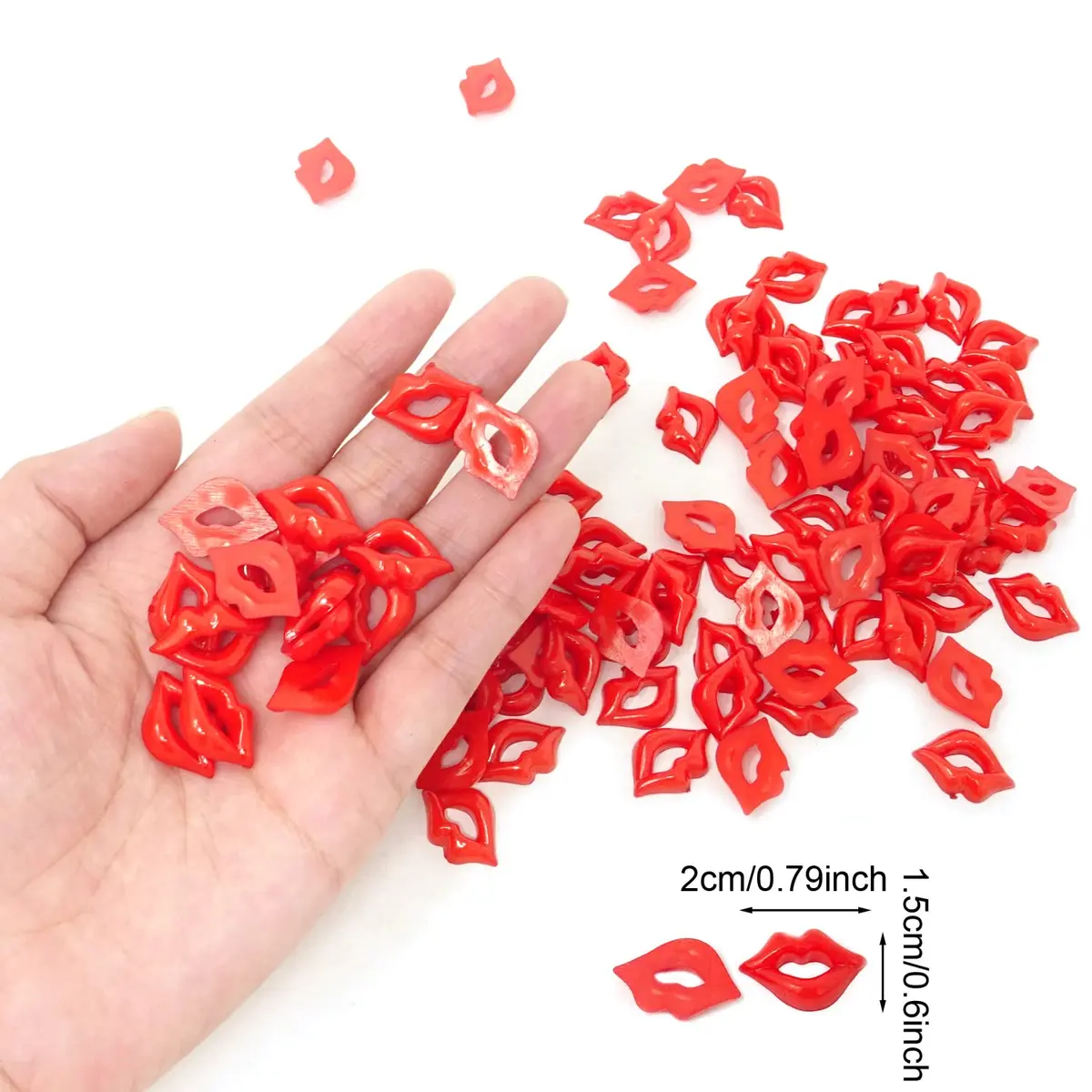 Honbay 100PCS DIY Lip Charm Accessories Acrylic Flatback Red 2x1.5cm | Perfect for Arts & Jewelry - view 2