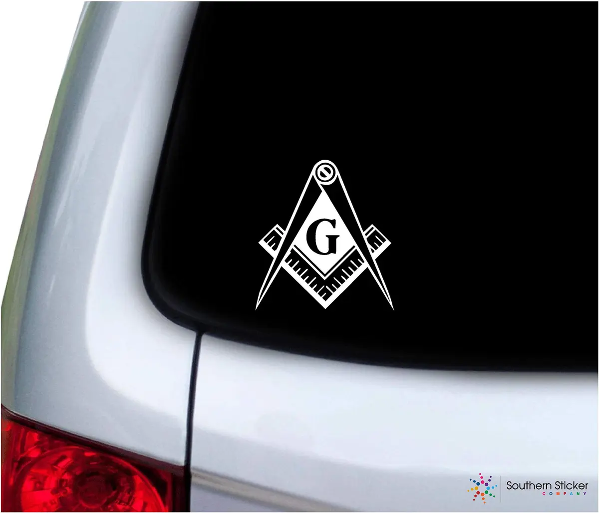 Southern Sticker Company Freemason Masonic Lodge Symbol 3.9x4.2 inches Vinyl Sticker - Weatherproof, Made in USA - main product image
