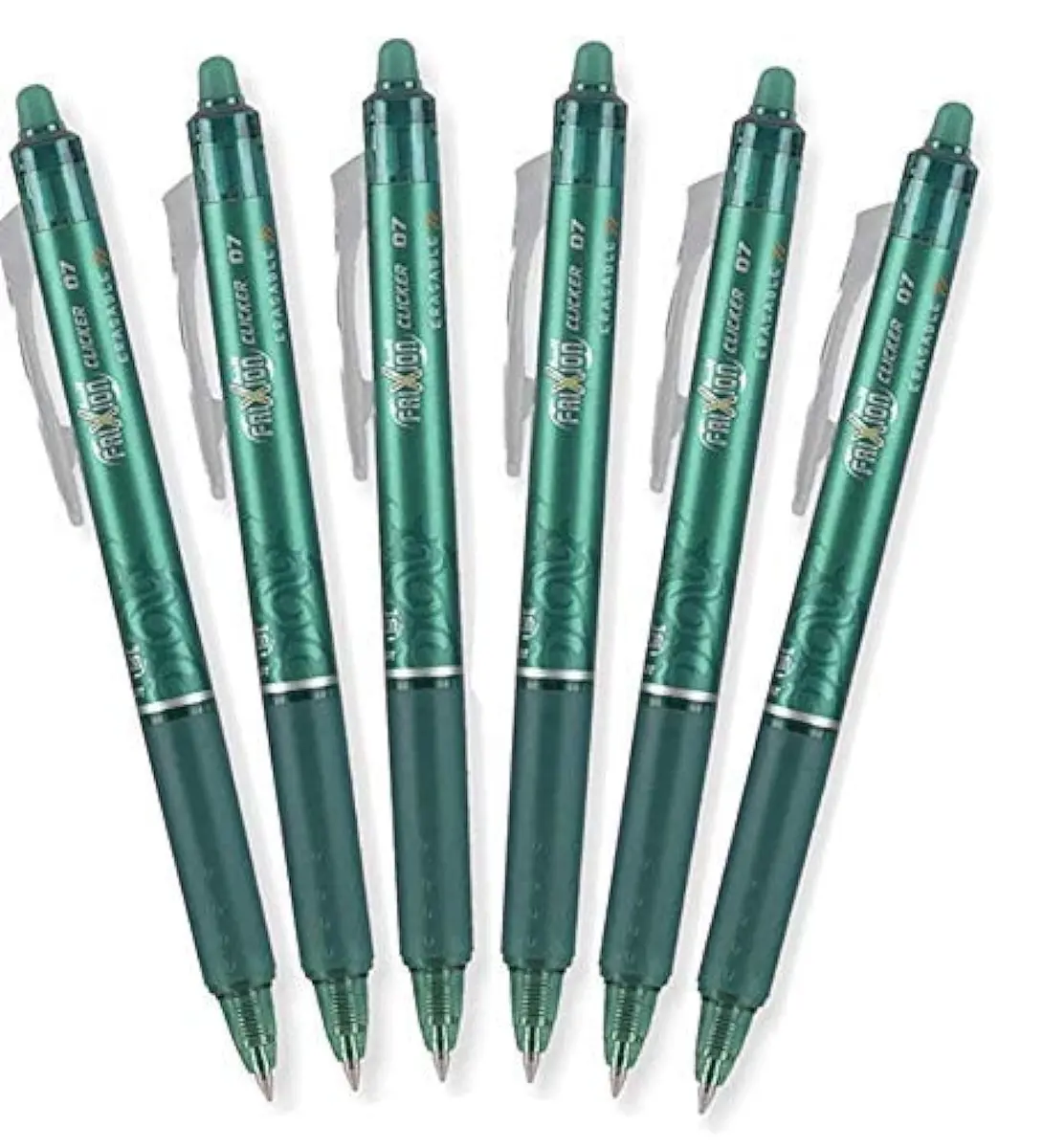 PILOT FriXion Clicker Retractable Erasable Gel Pens 0.7mm | Fine Point, Green Ink, Pack of 6 - main product image