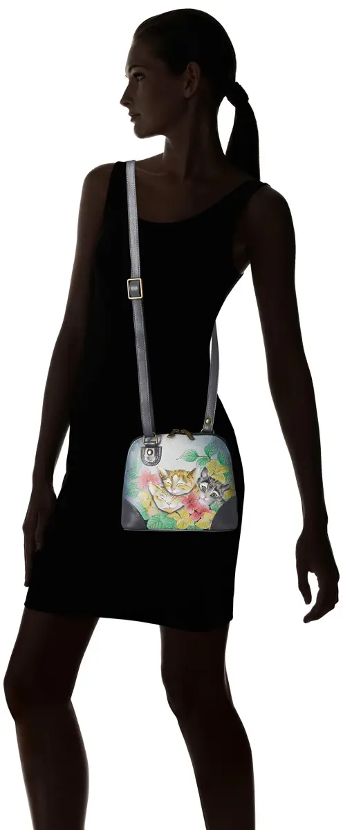 Anna by Anuschka Leather Small Multi Compartment Zip-Around Organizer, Three Kittens | Hand-Painted Artistry - view 2