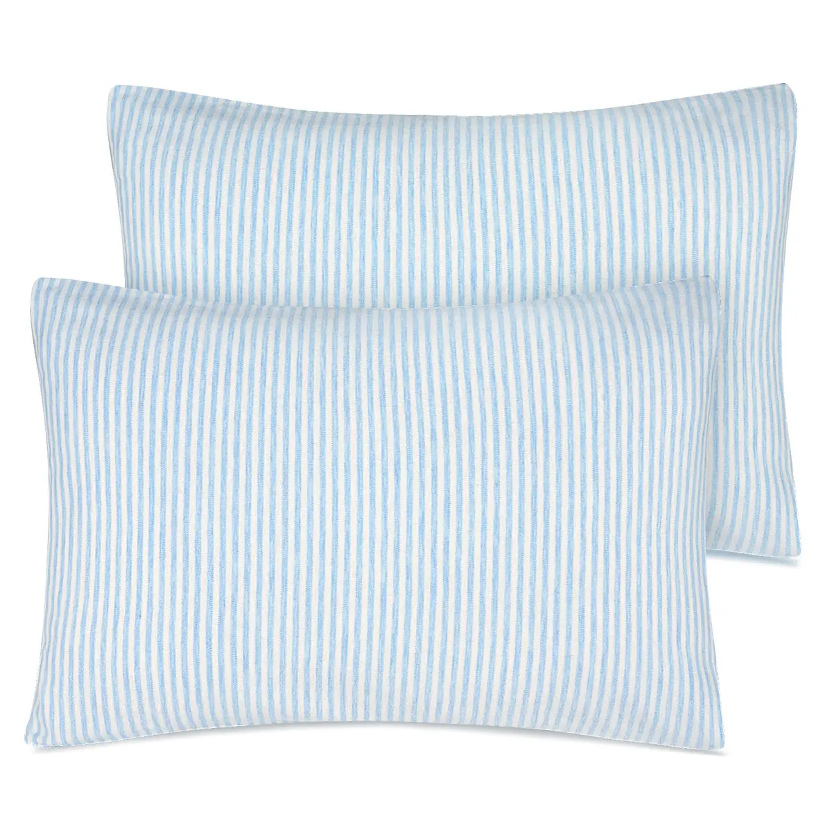 Zenssia Organic Cotton Toddler Pillow Case 33x46 cm (13x18 Inches), 2 Pack Blue Stripe | Soft & Breathable Envelope Closure - main product image