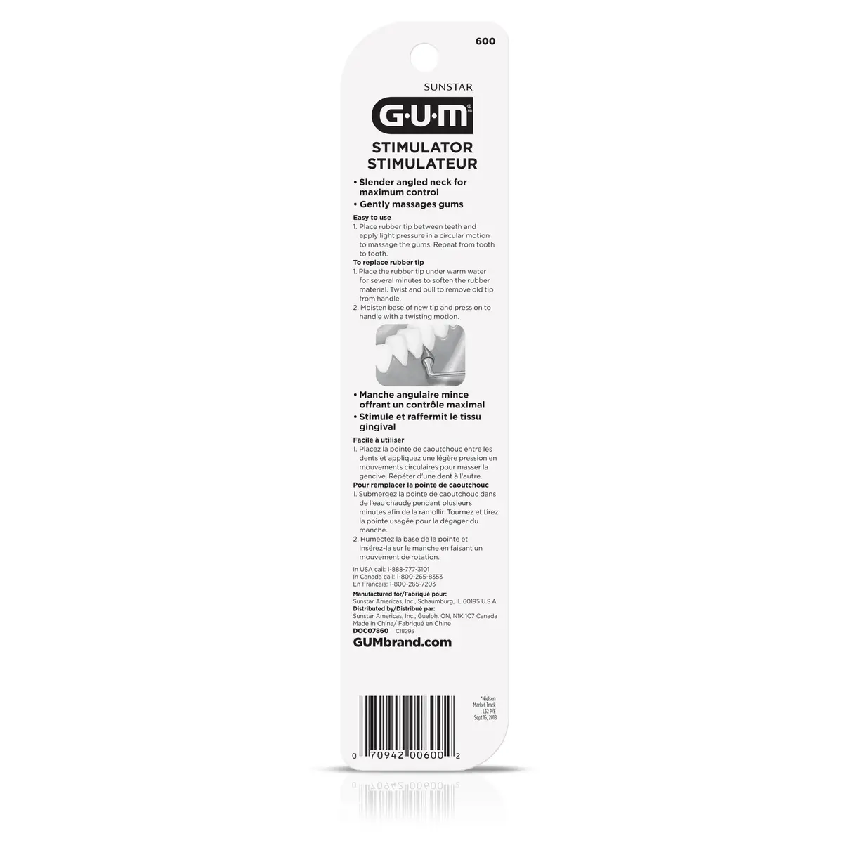 GUM Stimulator Permanent Handle with Rubber Tip | Eco-Friendly Gum Care Tool (6 Pack, Latex-Free) - view 5