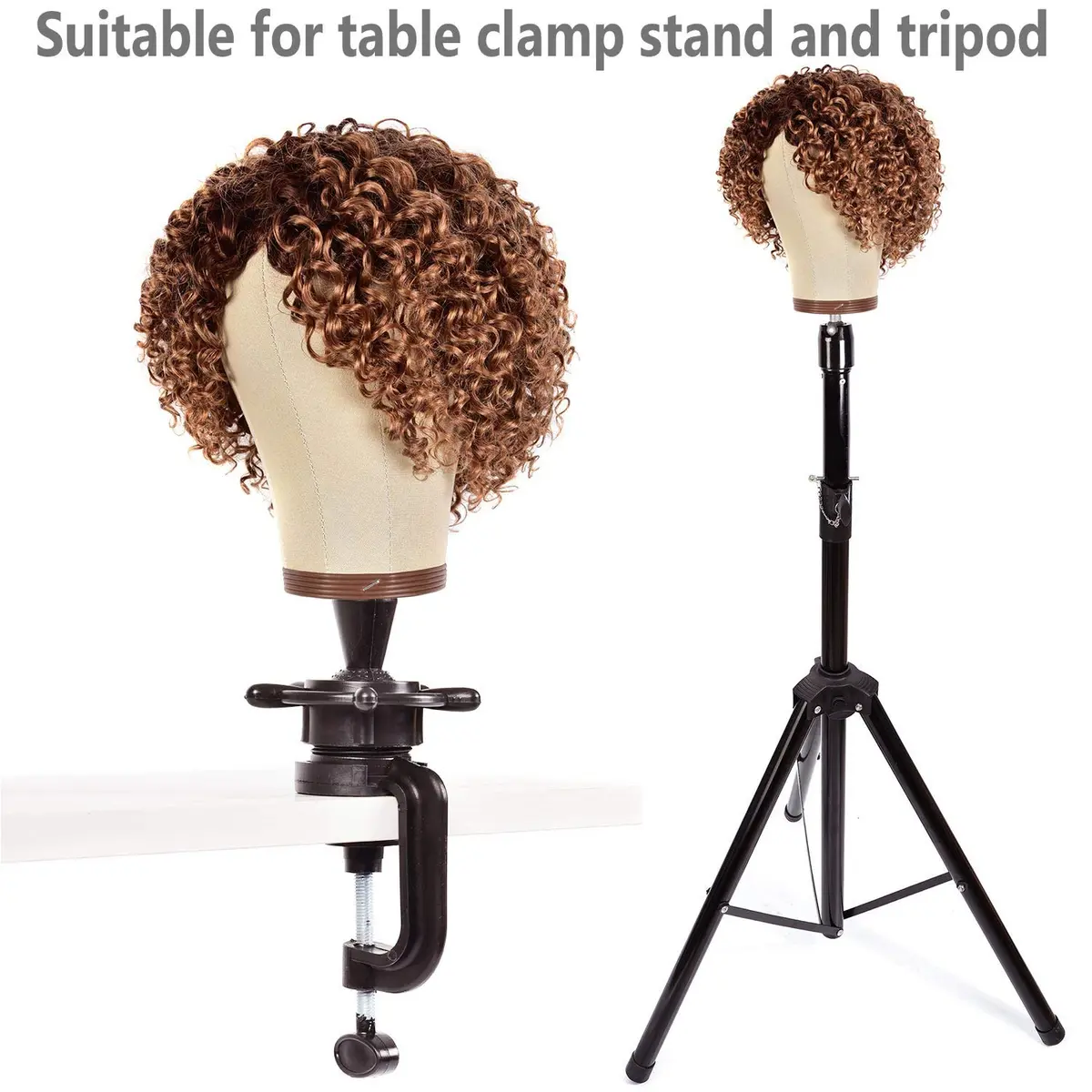 ZGCYSMHT 21''-24'' Inch Wig Head Cork Canvas Block Head with Stand for Wig Making (22 inch, Brown) | Durable & Professional - view 2