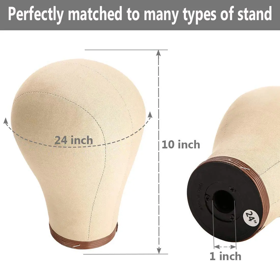 ZGCYSMHT 21''-24'' Inch Wig Head Cork Canvas Block Head with Stand for Wig Making (22 inch, Brown) | Durable & Professional - view 3