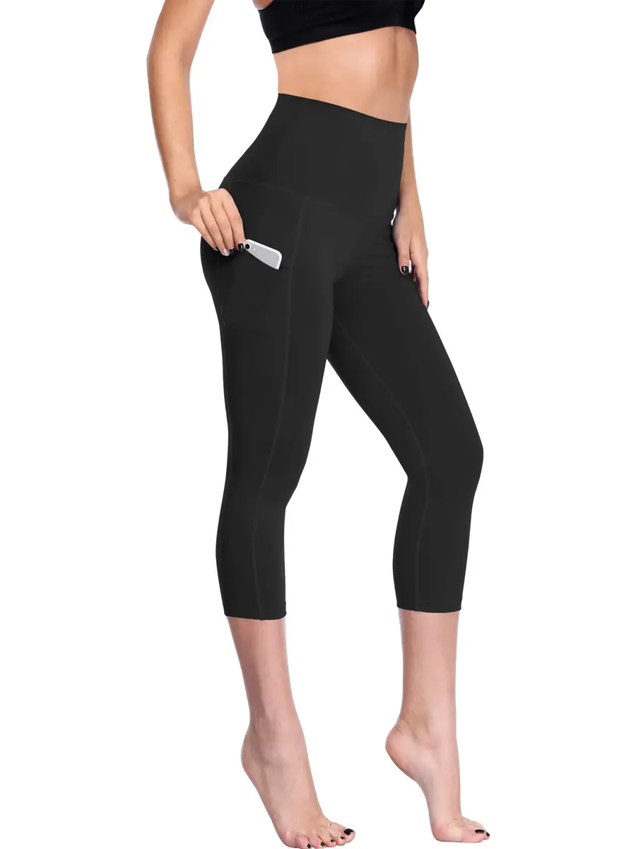 NELEUS Women's Yoga Capris 2 Pack High Waist Tummy Control with Pockets | Stretch & Non See-Through Fabric (Small) - view 5