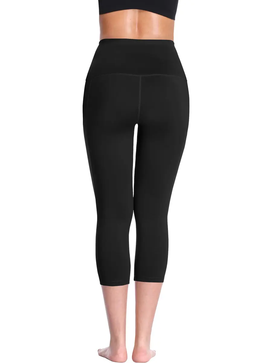NELEUS Women's Yoga Capris 2 Pack High Waist Tummy Control with Pockets | Stretch & Non See-Through Fabric (Small) - view 3