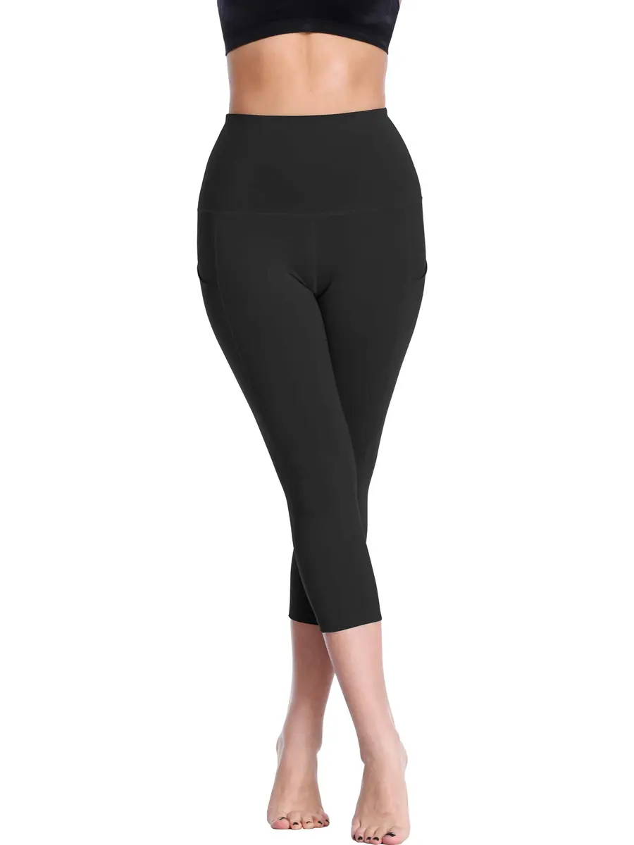NELEUS Women's Yoga Capris 2 Pack High Waist Tummy Control with Pockets | Stretch & Non See-Through Fabric (Small) - view 4